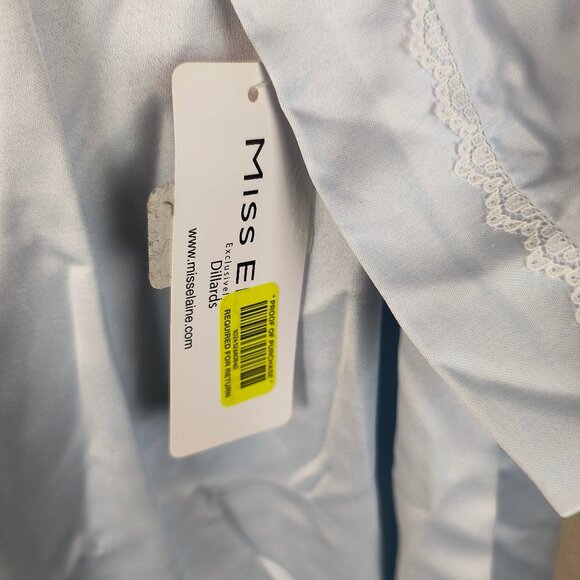 NWT Miss Elaine Satin Nightgown Full Length Brushed Inside Pastel Blue - Picture 4 of 6